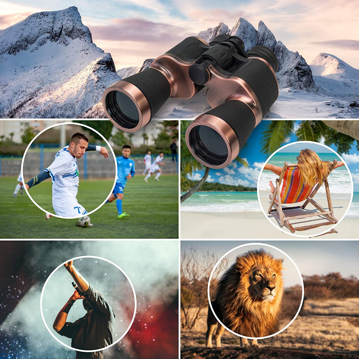 Yenguan 20x50 High Power Binoculars for Adults with Low Night Vision Binoculars Waterproof Hunting Traveling Outdoor BAK4 Prism FMC Lens, Phone Adapter Strap and Case
