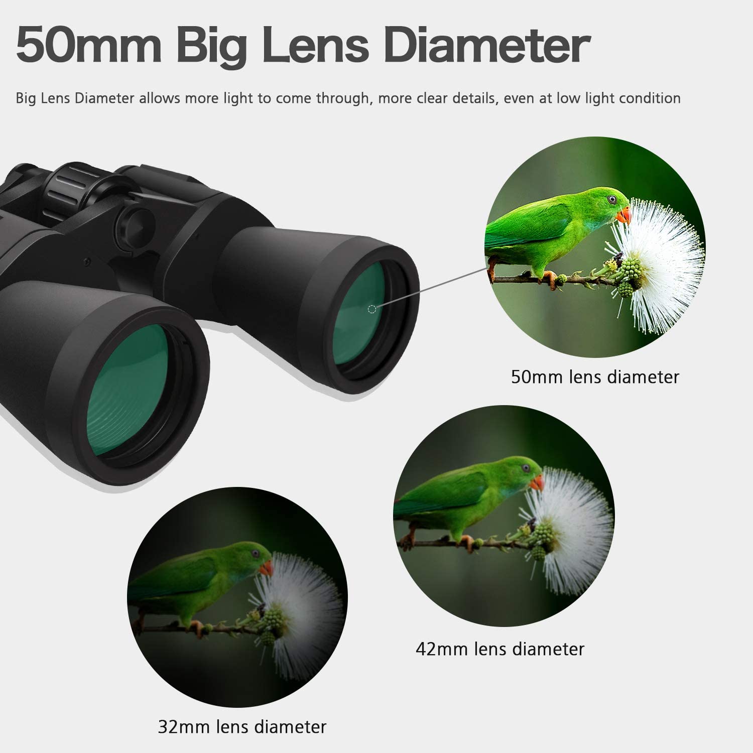Yenguan 10 x 50 Powerful Binoculars for Adults Durable Full-Size Clear Binoculars for Bird Watching Travel Sightseeing Hunting Wildlife Watching Outdoor Sports Games and Concerts