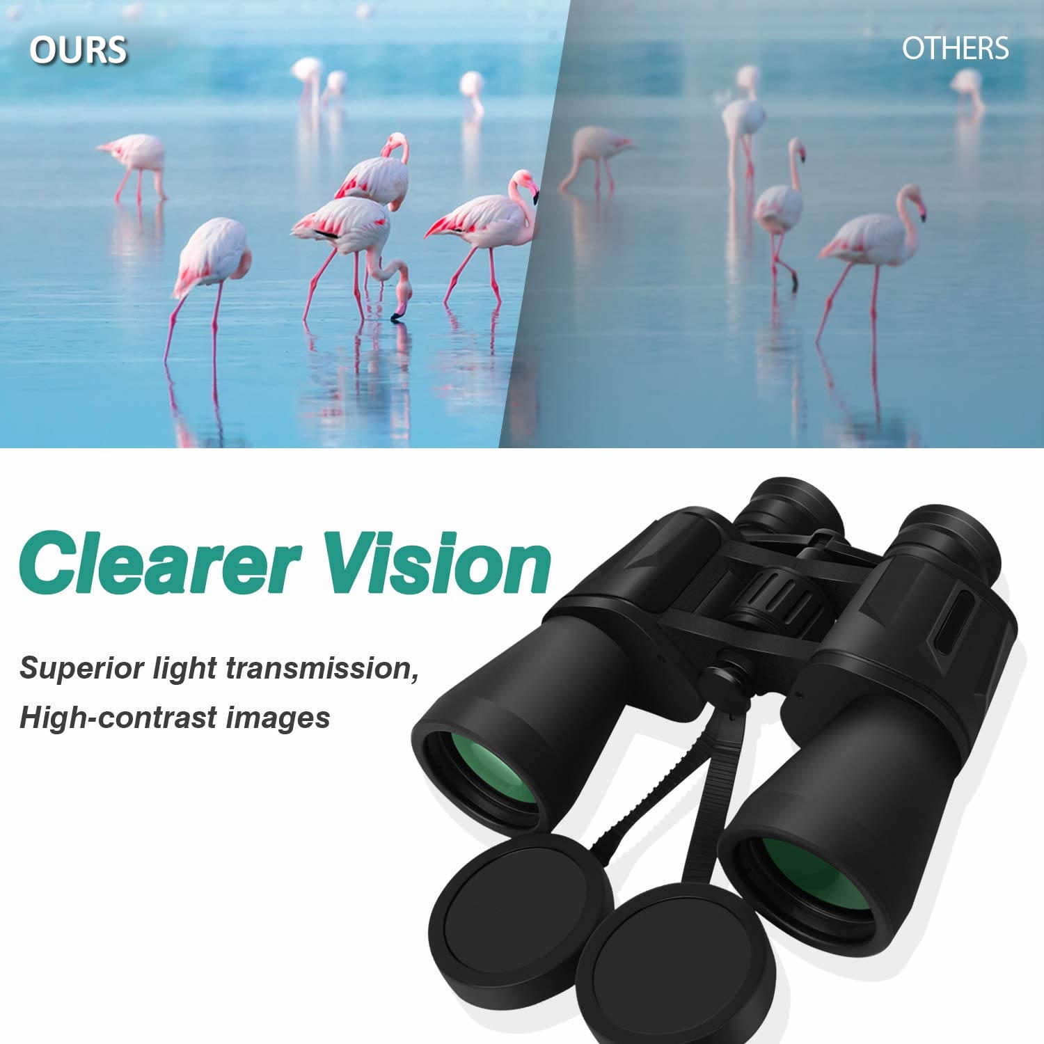 Yenguan 10 x 50 Powerful Binoculars for Adults Durable Full-Size Clear Binoculars for Bird Watching Travel Sightseeing Hunting Wildlife Watching Outdoor Sports Games and Concerts