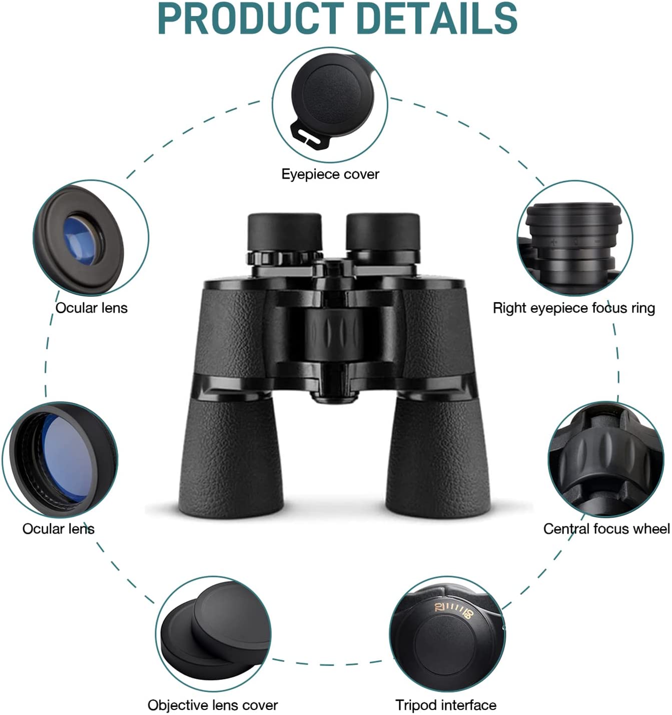 Yenguan Binoculars 20x50 for Adults,Waterproof/Professional Binoculars Durable & Clear BAK4 Prism FMC Lens,Suitable for Outdoor Sports,Concert and Bird Watching