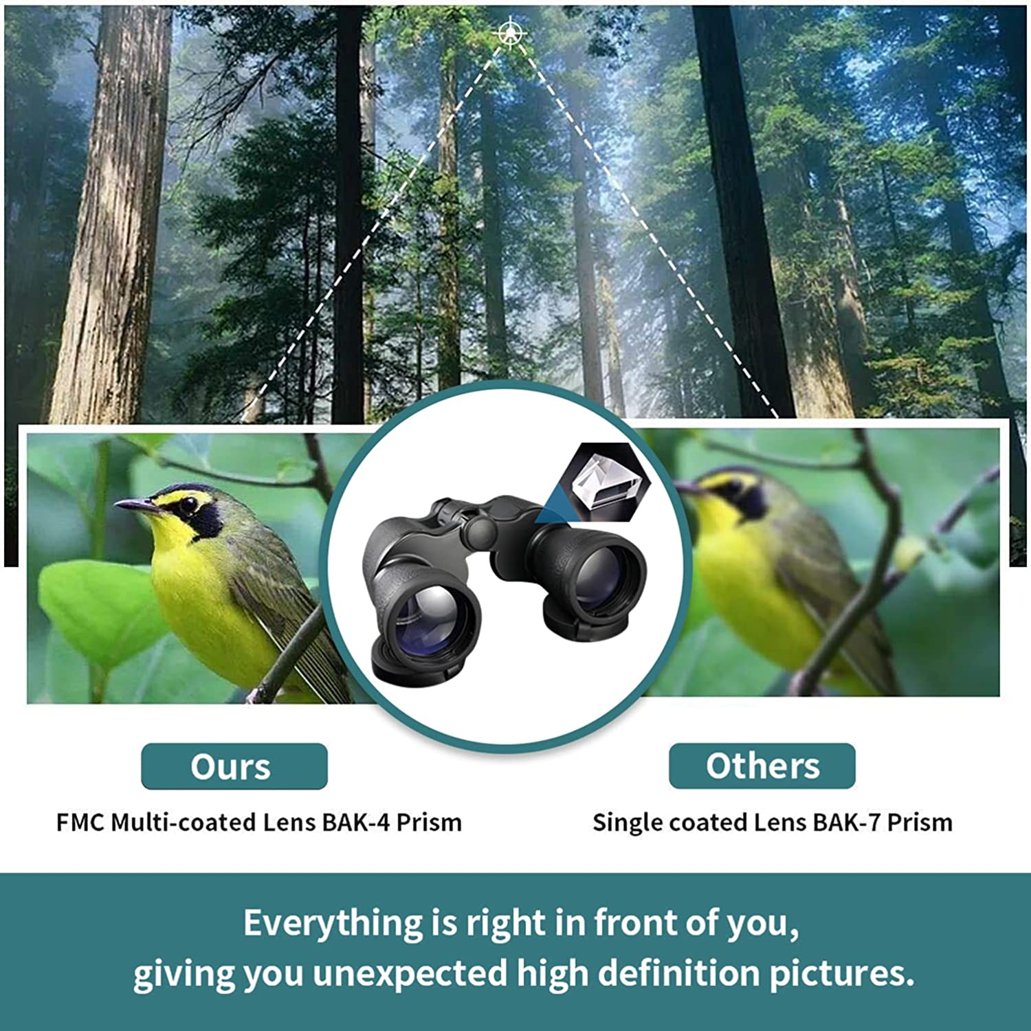 Yenguan Binoculars 20x50 for Adults,Waterproof/Professional Binoculars Durable & Clear BAK4 Prism FMC Lens,Suitable for Outdoor Sports,Concert and Bird Watching