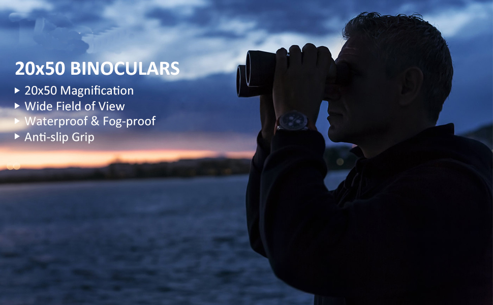 Yenguan Binoculars 20x50 for Adults,Waterproof/Professional Binoculars Durable & Clear BAK4 Prism FMC Lens,Suitable for Outdoor Sports,Concert and Bird Watching