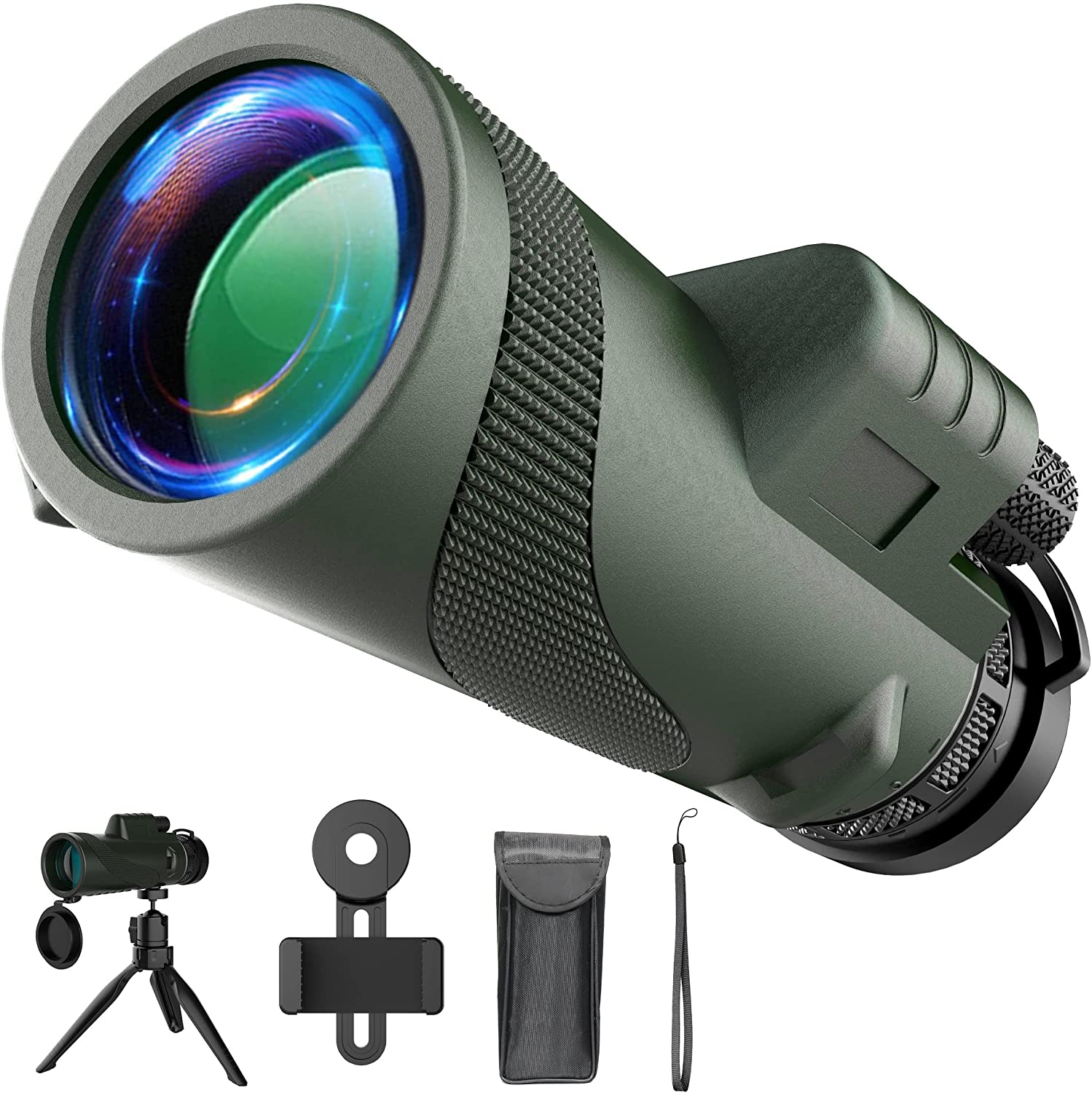 Yenguan 12x55 Monocular Telescope with Upgraded Tripod, Smartphone Adapter, Hand Strap for Adults Kids, High Power Monocular Scope for Bird Watching Hunting Camping Hiking Travling