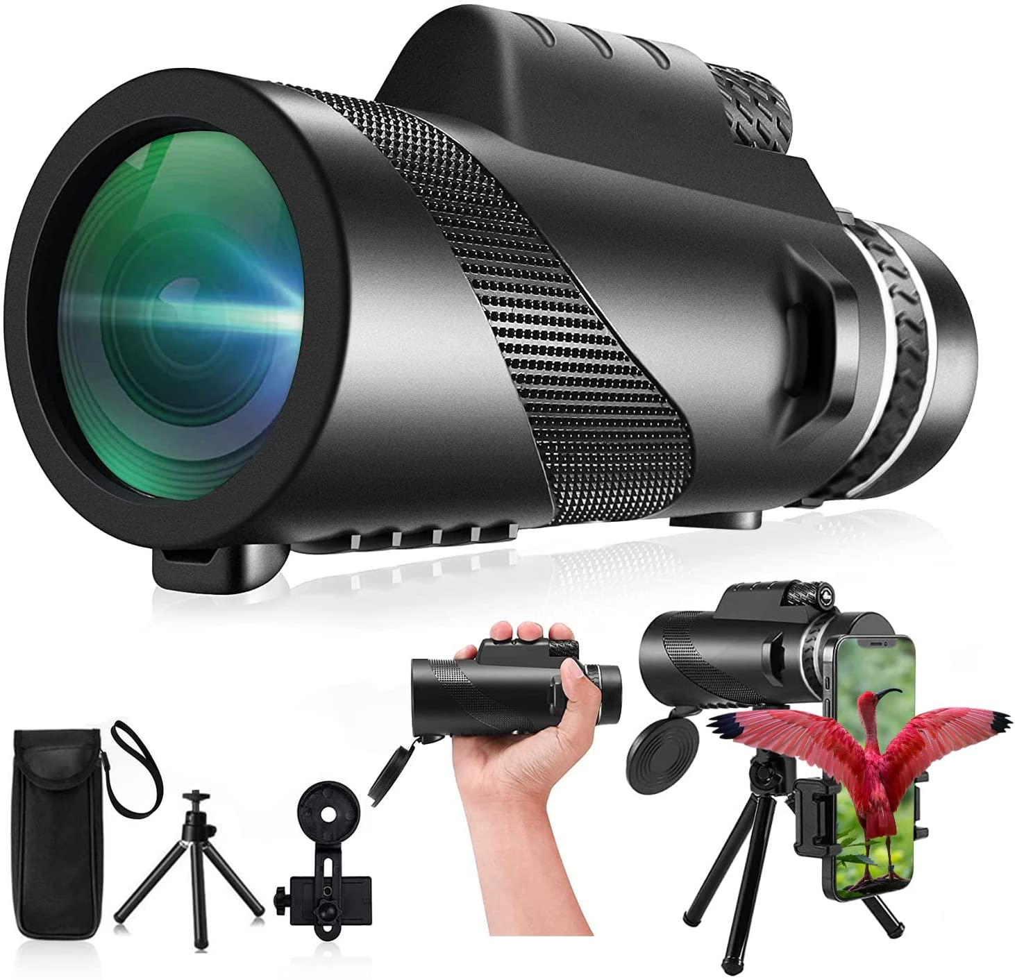 Yenguan 80x100 Monocular-Telescope High Powered for Smartphone Low Night Vision Monoculars for Adults High Definition Monocular Telescope for Stargazing Hunting Wildlife Bird Watching Travel Camping Hiking