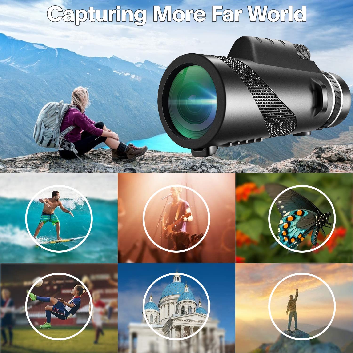 Yenguan 80x100 Monocular-Telescope High Powered for Smartphone Low Night Vision Monoculars for Adults High Definition Monocular Telescope for Stargazing Hunting Wildlife Bird Watching Travel Camping Hiking