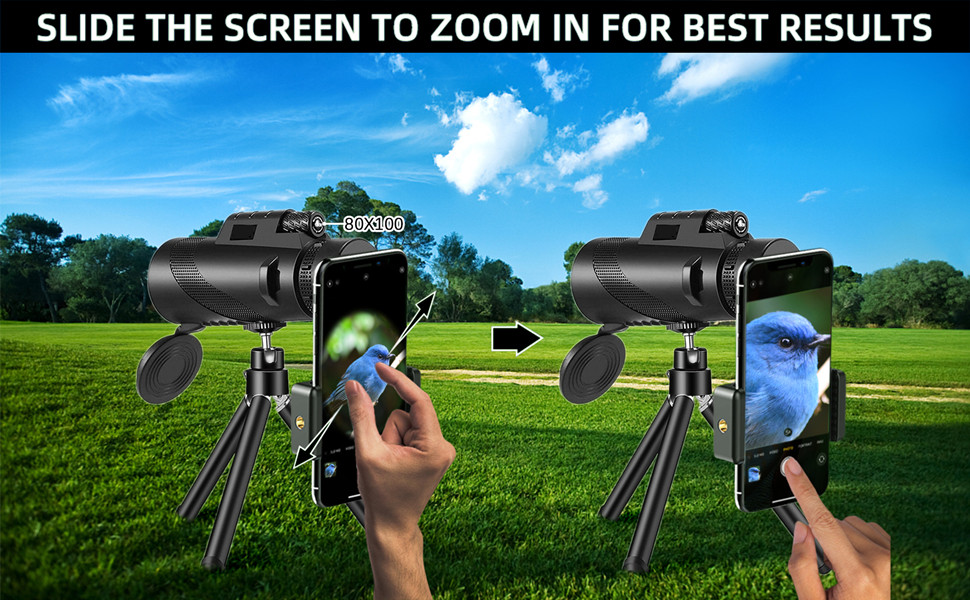 Yenguan 80x100 Monocular-Telescope High Powered for Smartphone Low Night Vision Monoculars for Adults High Definition Monocular Telescope for Stargazing Hunting Wildlife Bird Watching Travel Camping Hiking